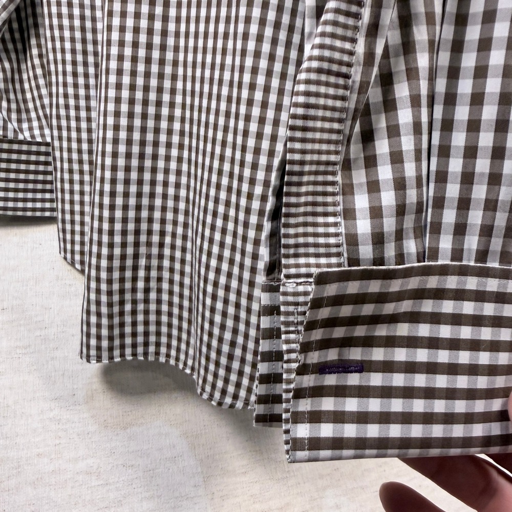 Paul Smith Button Down Shirt 15 38 Mens Gingham Two Fold Cotton Brown - Picture 4 of 8